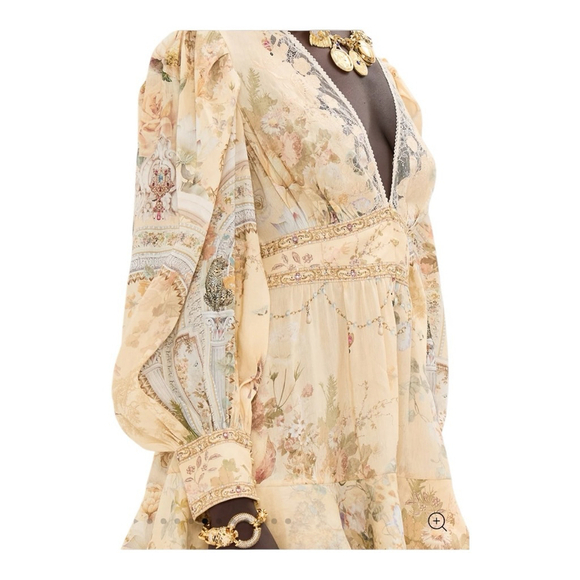 Camilla Button Front Frill Mini Dress Adorned in Antiquity Size XL - Picture 4 of 15